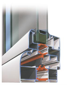 Transverse cross-section Aluminum profiles with thermal break